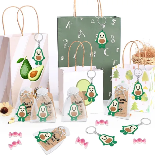 Miniatura 5 de CiciBear Paquete de 24 llaveros de aguacate para decoración de fiesta para invitados, fiesta temática de frutas, baby shower, fiesta escolar