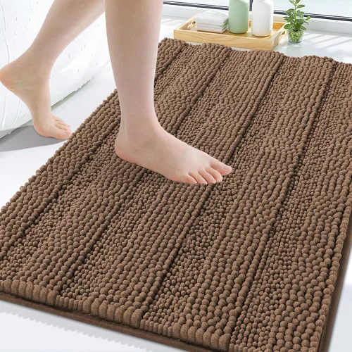 Miniatura 220 de Grandaily Alfombras de baño de felpilla a rayas de 24 x 16 pulgadas, extra gruesas y suaves, absorbentes, parte trasera de goma, alfombra de ducha