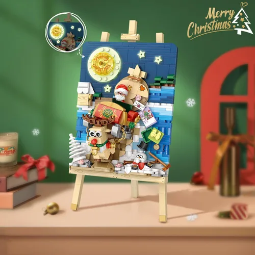 Miniatura 2 de Mini juego de bloques de pintura 3D de trineo de construcción, 646 piezas, kit de modelo de construcción de estereógrafo creativo, juguete