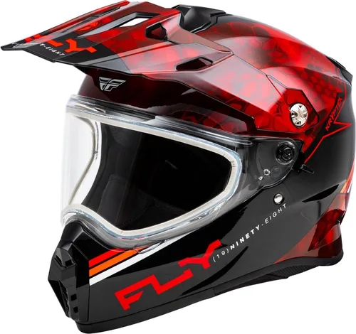 Miniatura 11 de Fly Racing Trekker Cold Weather MX ATV Off-Road Motorcycle Helmet Pizarra/Negro/Rojo (Dual Shield)