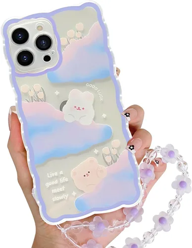 Miniatura 20 de Compatible con iPhone 11 Funda Lindo Dibujos Animados Pequeño Oso Conejo con Lindo Diseño de Cadena para Mujeres Niñas Estético Kawaii Funda Delgada