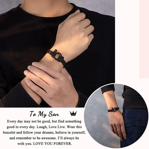Miniatura 2 de PINKDODO Pulsera con texto en inglés To My Boys, regalos para hijo, nieto, sobrino, hermano, cumpleaños, graduación, regalos de Navidad