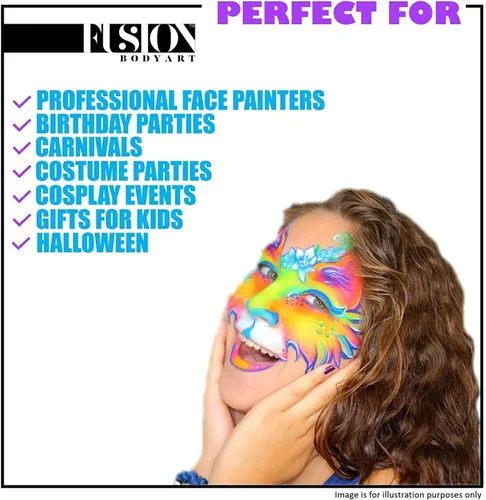 Miniatura 4 de Fusion Body Art Pintura facial Pro Parafina blanca (1.26 onzas), calidad profesional activada por agua para la cara y el cuerpo, suministros