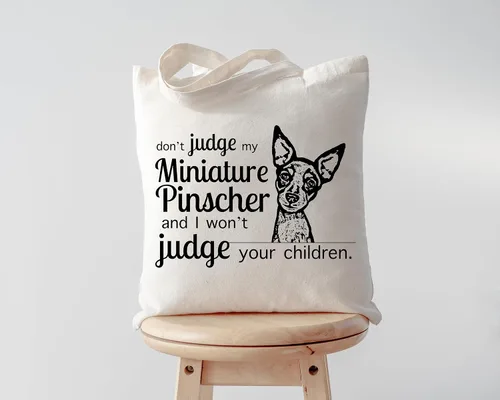 Miniatura 3 de Pet Studio Art Bolso tote Don't Judge My Dog Pinscher miniatura