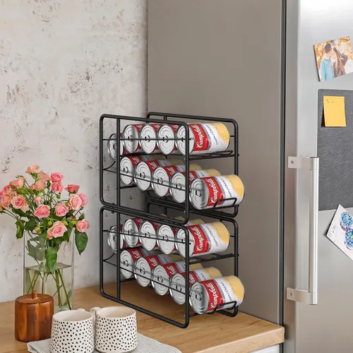 Miniatura 2 de MOOACE Paquete de 4 Estantes Dispensadores de Latas, Organizador Soporte Apilable de Almacenamiento de Latas para Alimentos Enlatados Gabinete
