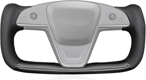 Miniatura 35 de MEWANT Funda para volante de automóvil de piel sintética cosida a mano para Tesla Yoke Model S Plaid 2021-2023/Model X 2021-2023, accesorios