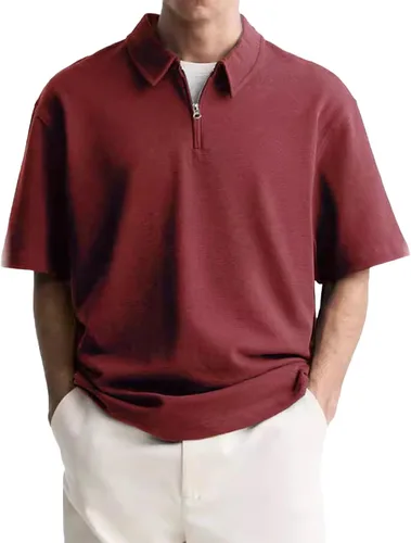 Miniatura 8 de Camisas polo con cremallera para hombre, camiseta de cuello de moda de verano, talla grande, camisa de golf clásica lisa para exteriores, tops