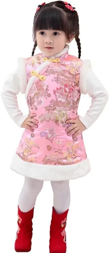 Miniatura 2 de Hooyi Invierno chino estilo chica vestido algodón sin mangas niños cheongsam bebé niñas Qipao