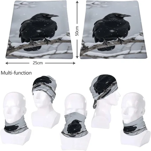 Miniatura 8 de Neck Gaiter Upf 50 Sun Protection Black Crow Face Mask Cover Moisture Wicking & Quick Dry Neckerchief Seamless Headwear Ski Gaiter Breathable Sports