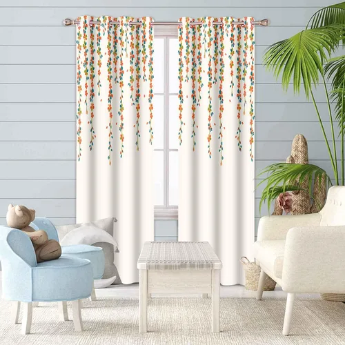 Miniatura 5 de CLOKSP0046 - Cortinas de flores que lloran, cortina con estampado de eucalipto, oscurecimiento de la habitación, tela de poliéster con aislamiento