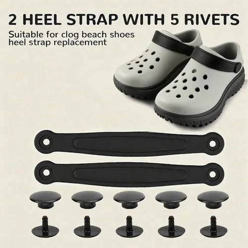 Miniatura 5 de Piezas de repuesto para correa de cocodrilo para hombres y mujeres, correas de repuesto duraderas para zuecos Croc con soporte integrado y remaches