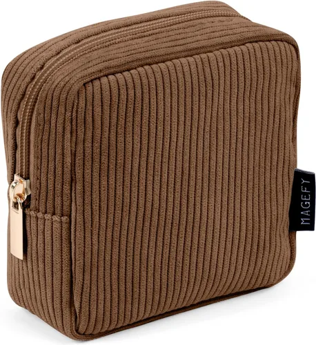Miniatura 11 de MAGEFY Pequeña bolsa de maquillaje para bolso, mini bolsa de cosméticos de pana, linda bolsa cosmética para mujeres con bolsillos deslizantes