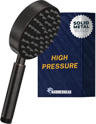 Miniatura 9 de HammerHead Showers® Cabezal de ducha de mano de metal sólido, negro mate, cabezales de ducha de bajo flujo de 1.75 GPM, varita rociadora de 4