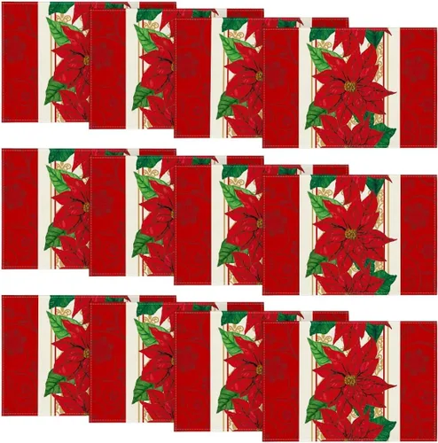 Miniatura 13 de Artoid Mode Juego de 4 manteles individuales redondos de Navidad con acuarela de Poinsettia roja, 15 pulgadas, alfombrillas de mesa redondas