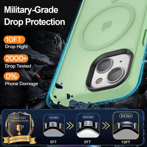 Miniatura 19 de Fuerte magnético para iPhone 11, compatible con Magsafe, [resistente a caídas de 13 pies] Funda trasera translúcida mate con sensación de piel