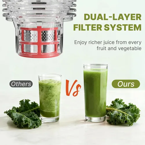 Miniatura 6 de Exprimidor de prensa en frío, máquina extractor de jugo de canal de alimentación de 5.5 pulgadas de ancho, exprimidor de masticación lenta