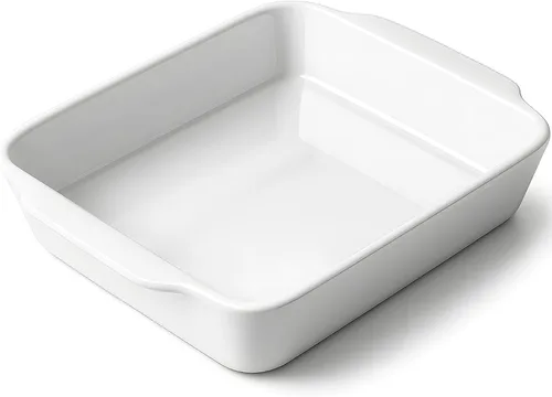 Miniatura 18 de HOMBENE - Cacerola blanca de 1.2 cuartos de galón, bandeja para lasaña para horno, utensilios para hornear, pequeña fuente de cerámica para hornear