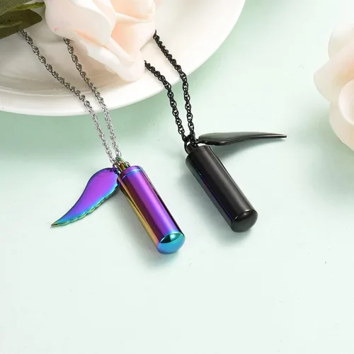 Miniatura 3 de shajwo Joyería de cremación, collares de urna con estampado de pata para cenizas humanas de mascotas, colgante de urna cilíndrica, recuerdo, collar