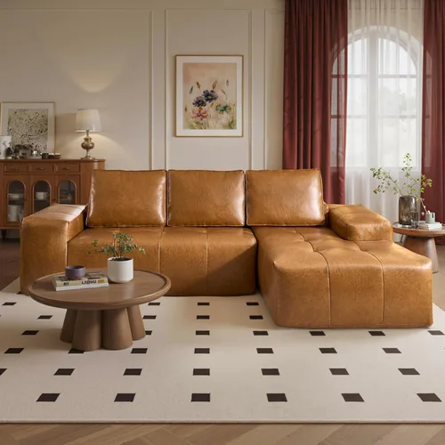 Miniatura 23 de ovios Sofá seccional Cloud de 96 pulgadas con chaise en forma de L, sofá modular moderno con asiento profundo, sofás tapizados para sala de estar