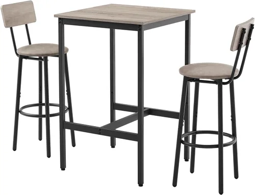 Miniatura 13 de Juego de mesa de comedor de 3 piezas para 2, mesa de bar moderna y sillas para cocina de espacio pequeño, juego de comedor rectangular de madera