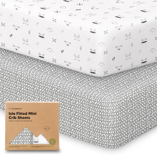 Miniatura 33 de Sábanas ajustadas para Pack and Play - Paquete de 2 sábanas mini para cuna para Pack N Play, colchón 38x26, ropa de cama suave y acogedora