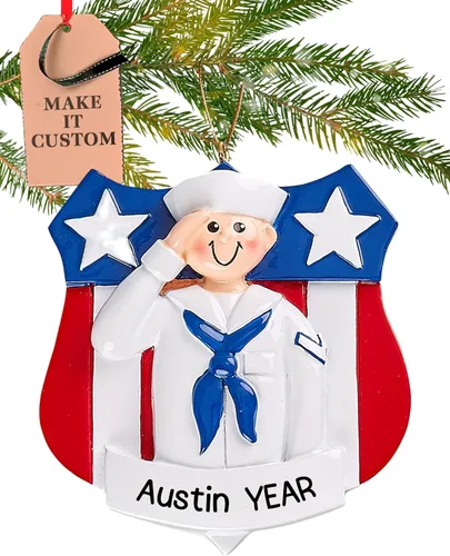 Miniatura 11 de Adorno personalizado de la Fuerza Aérea 2026 Adornos de Navidad militares grabados con láser para árbol Insignia personalizada de la Fuerza