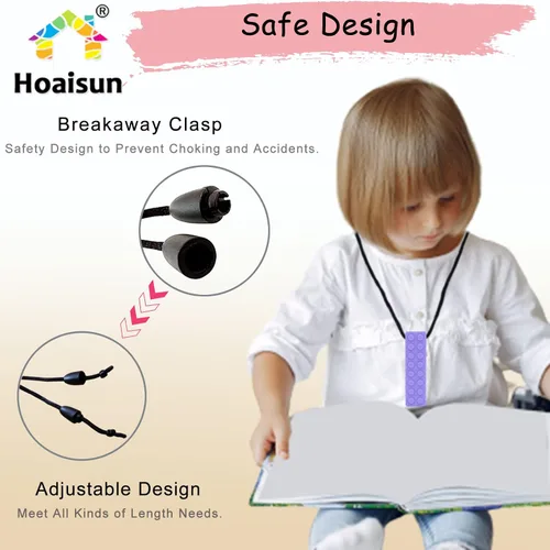 Miniatura 5 de Collares masticables para niños sensoriales, paquete sensorial de collar masticable para niños y niñas con masticación, dentición, mordedura, TDAH