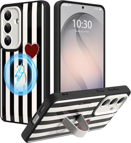 Miniatura 36 de Funda magnética compatible con Samsung Galaxy S25 Ultra para mujeres y hombres, estética flor de durazno, correa de muñeca ajustable incorporada