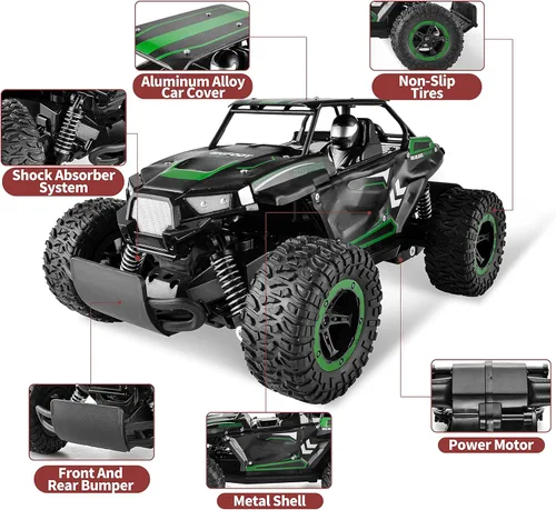 Miniatura 5 de BEZGAR TB142 - Coche de control remoto a escala 1:14, 12.4 mi/h 2WD todo terreno, vehículo eléctrico todoterreno con dos baterías recargables