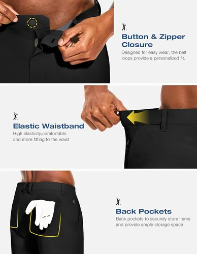 Miniatura 5 de PULI Pantalones cortos de golf para hombre, 5 pulgadas, elásticos, impermeables, con 5 bolsillos, para viajes, senderismo, uso casual, negocios