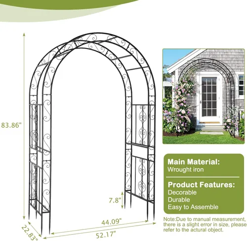 Miniatura 7 de Outvita - Arco de jardín de 7 pies con puerta de entrada, enrejado de metal resistente, marco decorativo con estacas de tierra para ceremonia