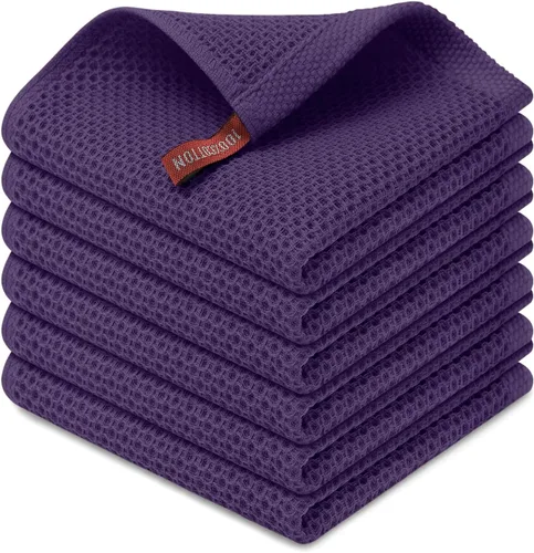 Miniatura 104 de Kitinjoy - Paños de cocina de 100 % algodón, tela de tejido gofrado, paño de limpieza ultrasuave, absorbente y de secado rápido. Gris Oscuro