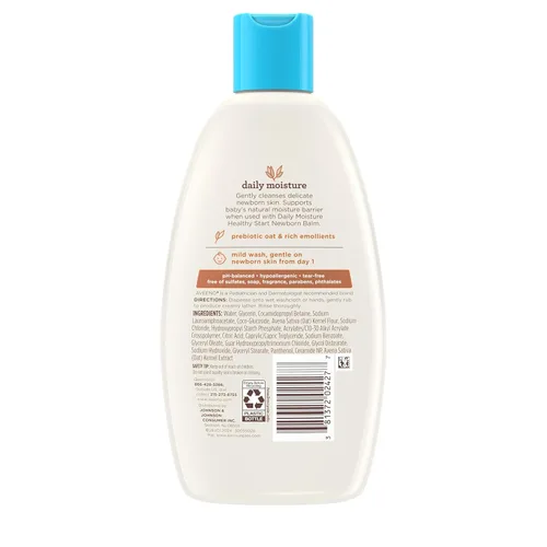 Miniatura 9 de Aveeno Baby Healthy Start Lavado Nutritivo para Recién Nacidos, Gel de Baño Hipoalergénico para Bebé, Avena Prebiótica, Limpia Suavemente la Piel