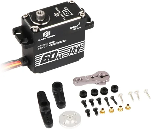 Miniatura 7 de FLASH HOBBY Servo sin escobillas de 132.3 lbs IP67 Servo impermeable 14V Servo de alto par con engranaje de metal completo para 1/8 1/10 RC Crawler