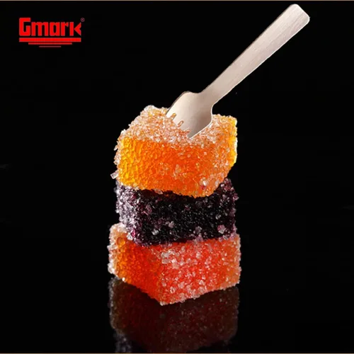Miniatura 4 de Gmark Mini tenedores de madera extra gruesos de 0.059 in (4 pulgadas) – 100 utensilios de madera de abedul resistentes 2 en 1 – Combo resistente