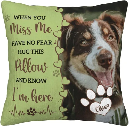 Miniatura 15 de Almohada Decorativa Conmemorativa Personalizada para Mascotas con Foto, Regalo de Condolencias por Pérdida de Perro/Gato, Regalos de Recuerdo