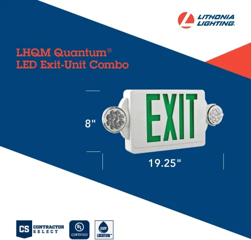 Miniatura 4 de Lithonia Lighting Quantum - Señal de salida LED / luz de emergencia, señal de salida y luces de emergencia para negocios, accesorio de 2 cabezales