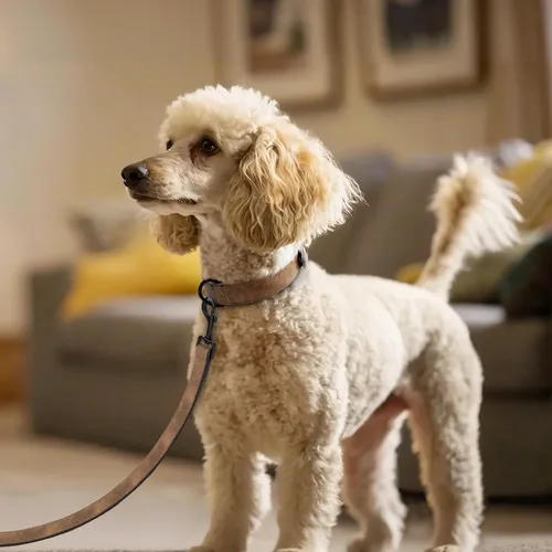 Miniatura 2 de Didog Collar de perro de piel sintética acolchado suave, transpirable y ajustable para perros pequeños, cómodo para paseos diarios, marrón, ajuste M
