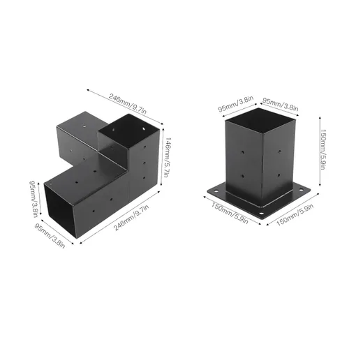 Miniatura 6 de Soporte de pérgola de acero con revestimiento inoxidable, estructura resistente y fácil montaje para carpintería al aire libre (8 piezas)