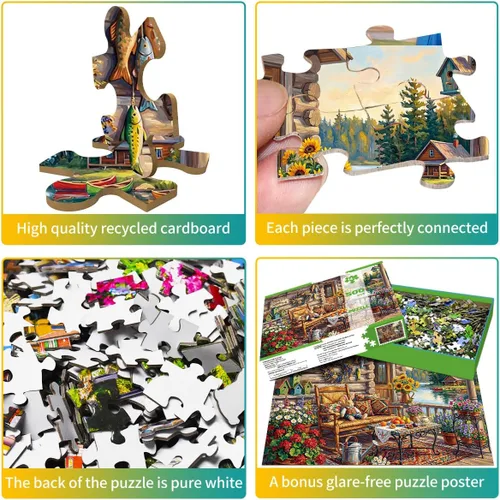 Miniatura 2 de HUADADA 500 Piece Puzzles for Adults - Cabin by the Lake - Jigsaw Puzzles for Adults 500 Piece Educational Games Premium Rustic Scenery Puzzle for