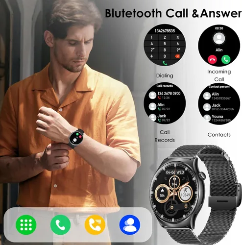 Miniatura 2 de Reloj inteligente para hombres y mujeres, 1.43 pulgadas, HD, AMOLED, rastreador de fitness, compatible con teléfonos Android y iPhone con llamada