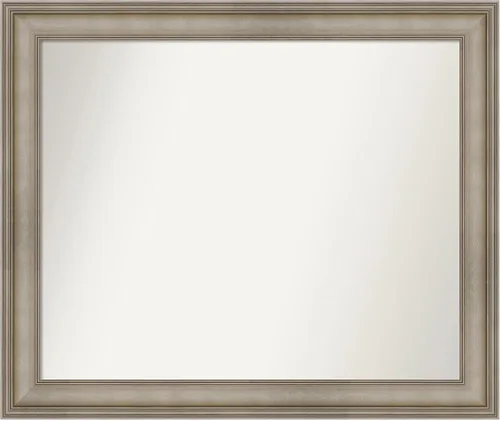 Miniatura 24 de Amanti Art Espejo de baño plateado para sobre el fregadero, 26 x 26 pulgadas, espejo cuadrado de plata antigua, marco de madera tradicional mediano