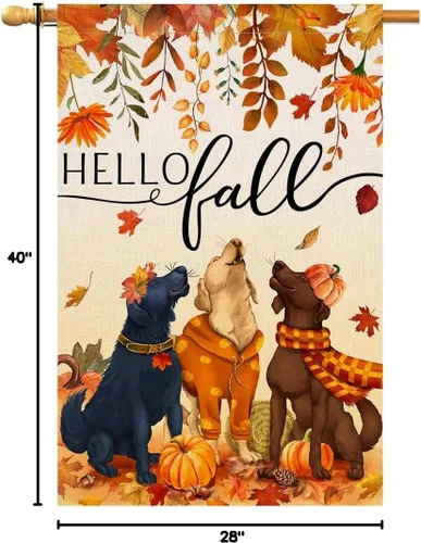 Miniatura 8 de BLKWHT Bandera de casa de perros de otoño, 28 x 40 pulgadas, vertical, de doble cara, hojas de otoño, día de Acción de Gracias, decoración exterior