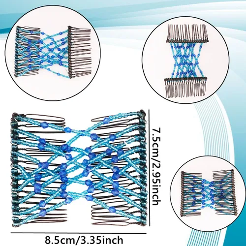 Miniatura 3 de 4 pinzas elásticas mágicas para el cabello, pinzas elásticas para el cabello, doble peine para mujeres y niñas, peinado vintage, accesorios