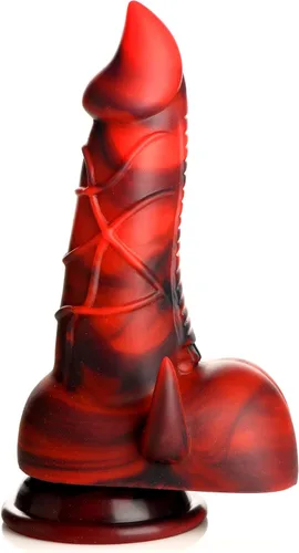 CREATURE COCKS Consolador de silicona Horned Dragon para hombres, mujeres y parejas. Firme y flexible, base de succión fuerte, consolador de