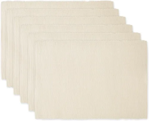 Miniatura 13 de DII - Juego de manteles individuales acanalados para uso diario 100% algodón, 13x19, gris, 6 piezas