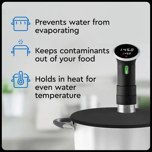 Miniatura 3 de IMPRESA Sous Vide - Tapa de silicona para ollas de hasta 10.5 pulgadas, color negro, control de temperatura de precisión compatible con olla