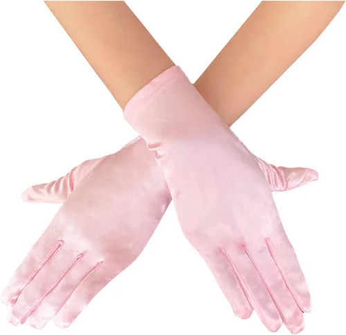 Guantes cortos de ópera de satén, guantes formales de baile o boda para fiesta de té temática de los años 80 y 90 o baile nocturno WG-S-G1