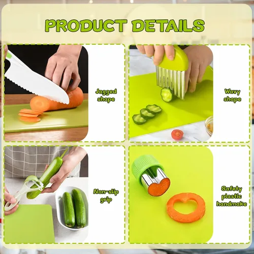 Miniatura 3 de 9 piezas Montessori utensilios de cocina utensilios de cocina para hornear, juego de cuchillos para niños para cocinar real con tablas de cortar