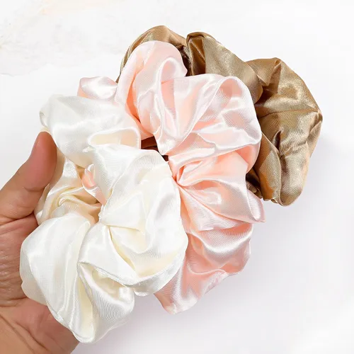 Miniatura 3 de 16 coleteros para mujer – Lazos y bandas de satén para el cabello, soportes grandes para cola de caballo para cabello grueso y rizado, lindas colas